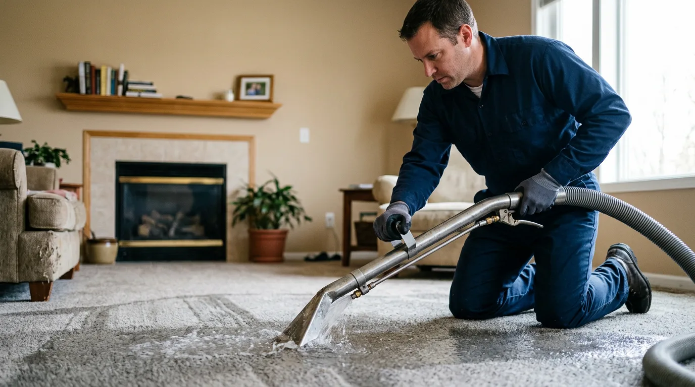 Water damage restoration technician working near Hurdle Mills, NC